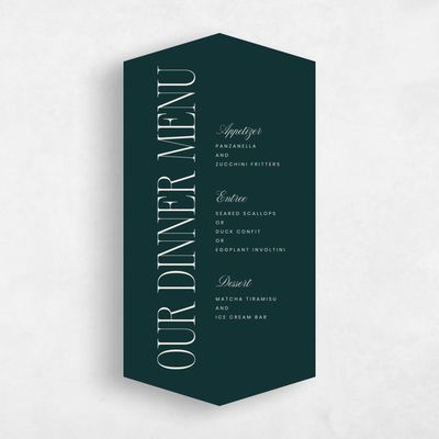 Green Diamond Wedding Menu - Thisbe