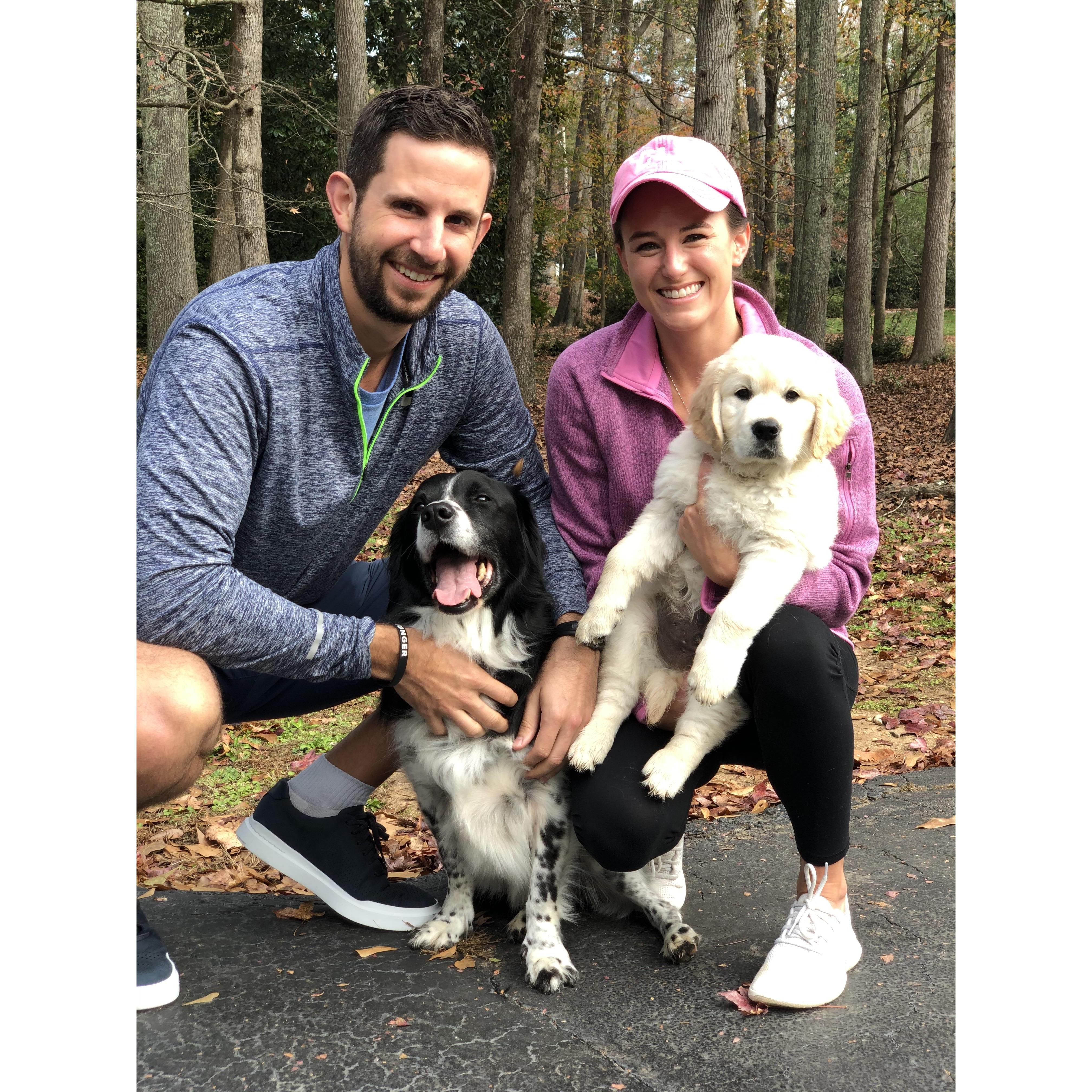 Our first day with Maverick! We picked him up from Michelle's Aunt Dee in ATL and she took this pic right before we headed home. As you all know, we are obsessed (him and Cole are best buds now too).
