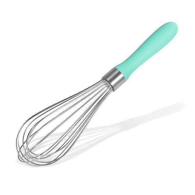 18/8 Stainless Steel Balloon Whisk, Doosu Kitchen Whisk for Cooking Handheld Egg Beater with Rust-Proof Sturdy Wires & Non-Slip Silicone Handle for Beating, Stirring, Blending (8 Wires, Aqua Sky)