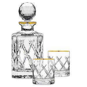 Top Shelf Bevel 3-Piece Whiskey Set in Gold