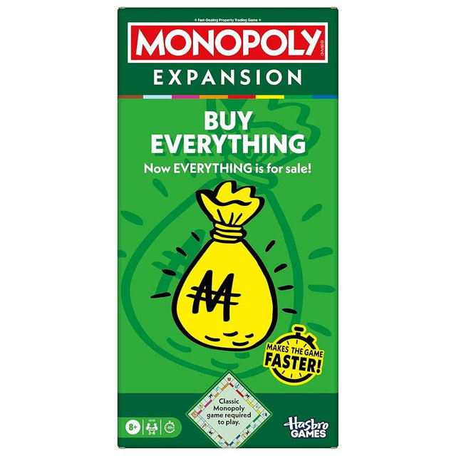 Monopoly Buy Everything Expansion | Add More Fun to Classic Monopoly Game and Play Faster | Ages 8+ | 2-6 Players | 40 Mins. | Family Board Games