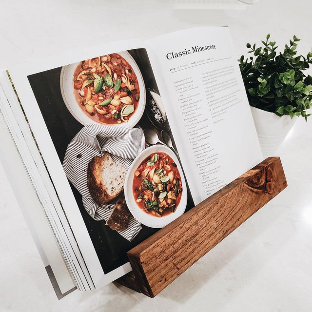 Rustic Wooden Cookbook Stand, Recipe...