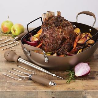 Advanced Bronze Hard-Anodized 5-Piece Nonstick Roaster Set