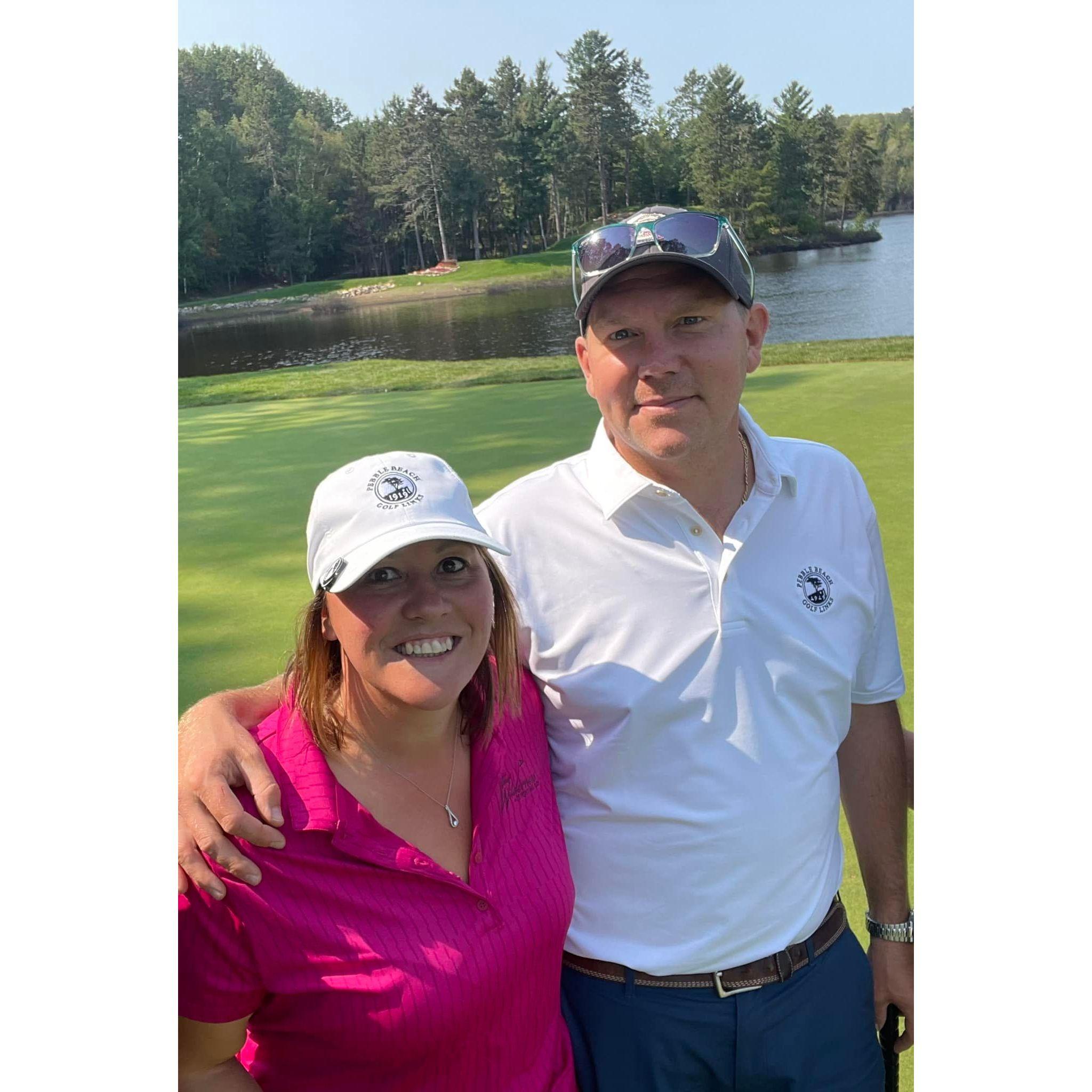 Jon and Michelle enjoying one of many rounds of golf together