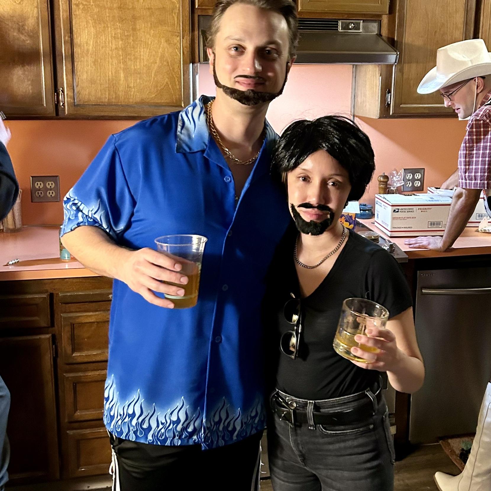 Us after a week of not shaving! But also what Halloween 2023 looked like at Alex and Zoltan’s annual Halloween extravaganza =D Points go to anyone who can guess our Costumes correctly!