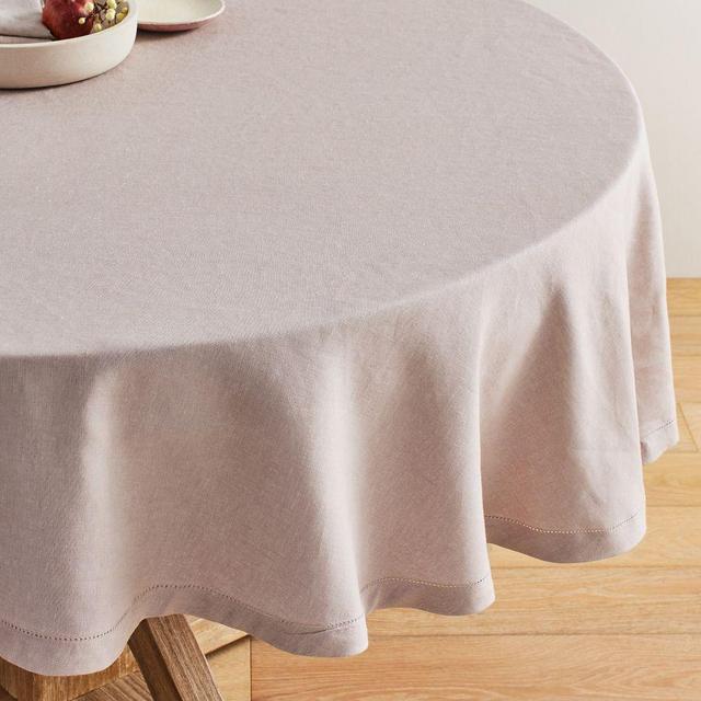 Belgian Linen Round Tablecloth, 70" - Smoky Quartz