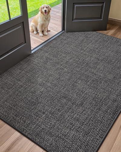 Color&Geometry Large Thin Front Door Mat Indoor Entrance Non Slip Rubber Backed, 32"x48" Indoor Door Mats for Entryway, Dirt Trapper Double Doormat, Washable Front Door Rugs, Charcoal Grey