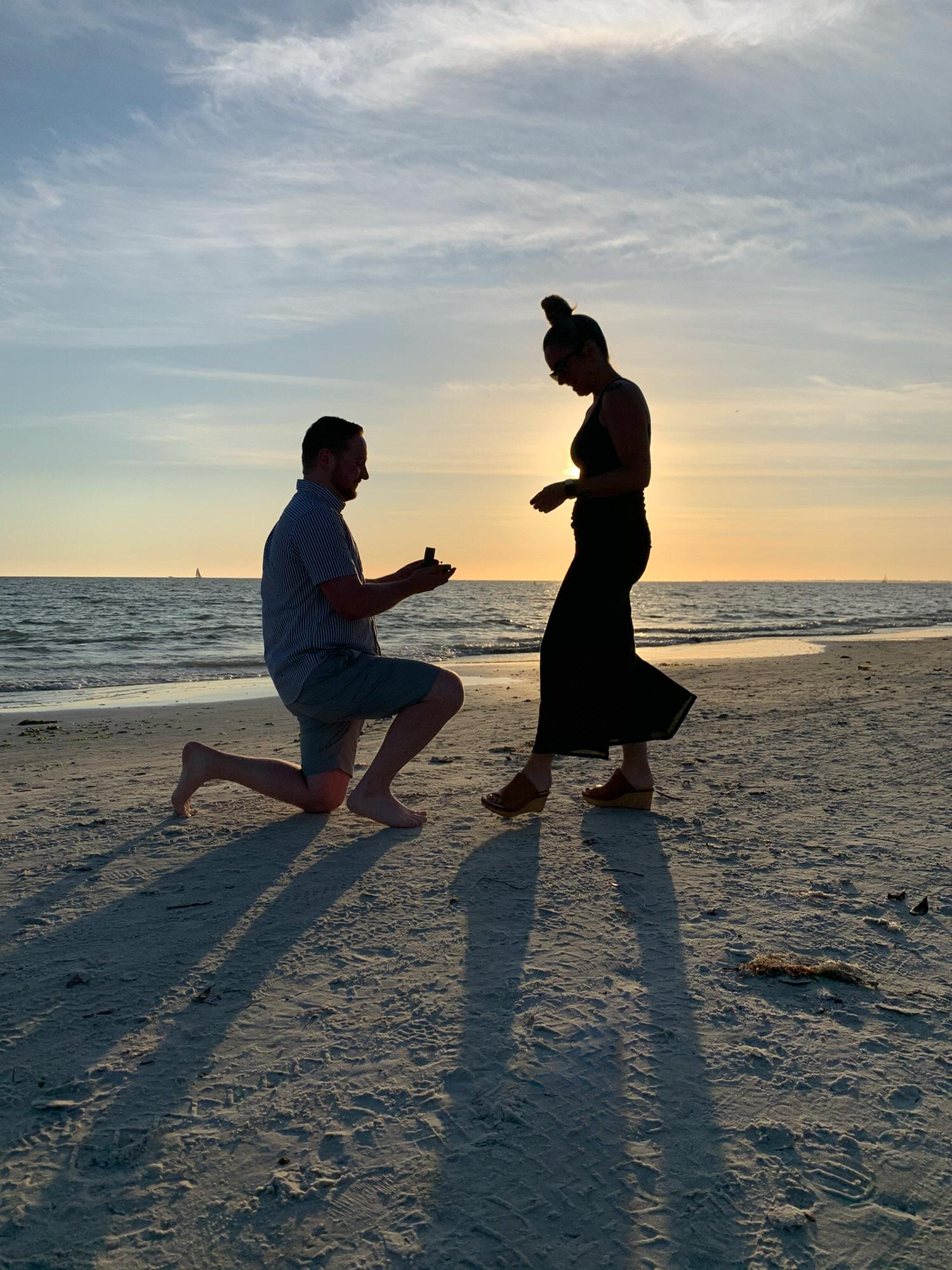 Chris's proposal was captured by a random woman on the beach. She did a great job! February 17, 2020.