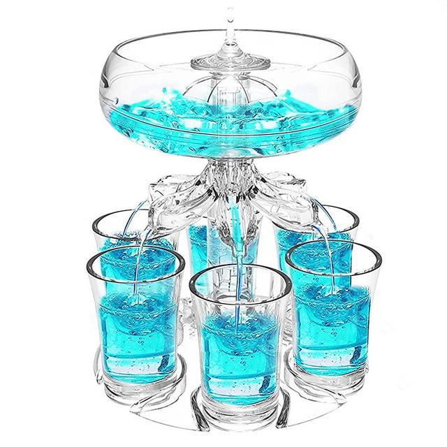 Shot Dispenser with 6 Shot Glasses Set - Party Drink Dispenser Liquor Dispenser and Holder Shot Pourer for Beverage | Cider | Liquor | Cocktail - Fun Bar Accessories Home Gifts (V2)