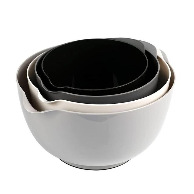 BoxedHome Classic Mixing Bowl Set, BPA Free Plastic, Microwave and Dishwasher Safe (Grey, Set of 4)