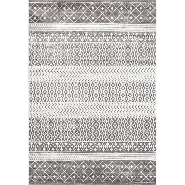 Nuloom Kimberly Moroccan 3x5 Accent Indoor Area Rug for Living Room Bedroom Dining Room Entryway Kitchen, Grey/Ivory