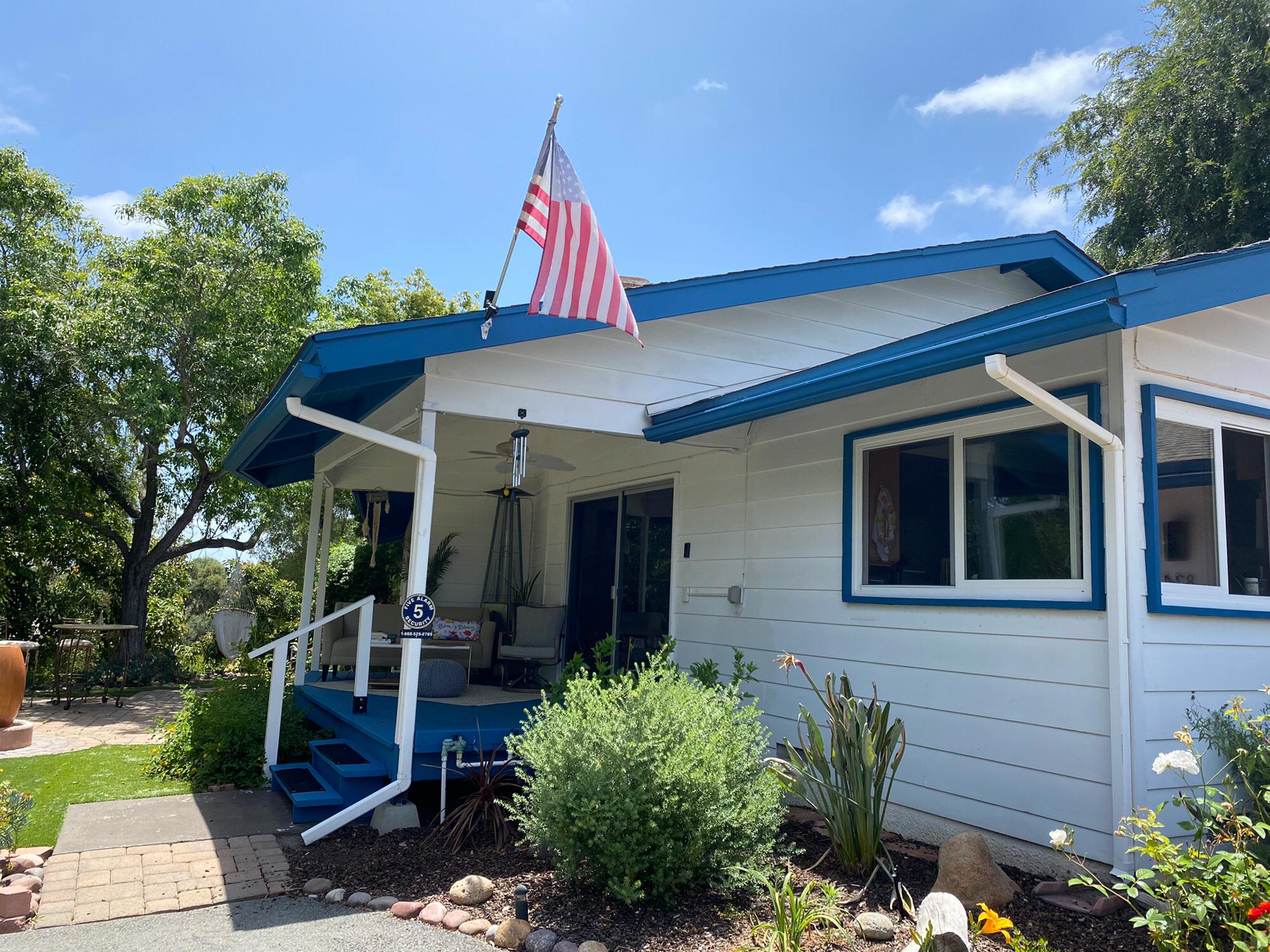 We finished painting the trim of the house a nice happy blue