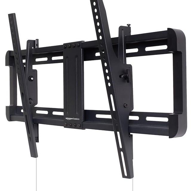 Amazon Basics Tilt TV Wall Mount with Horizontal Post Installation Leveling for 32-Inch to 86-Inch TVs, Black