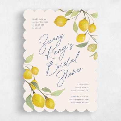 Beige Scalloped Wedding Wedding Shower Invitation - Sorbetto Portrait