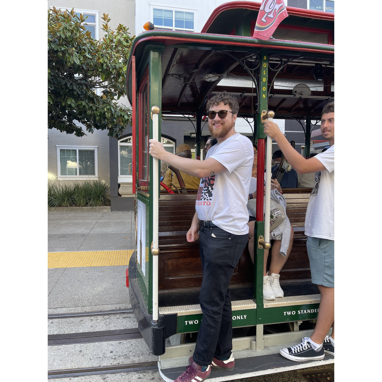 Won't lie, this is a very fun but also slightly unnerving experience, hanging onto the outside of a moving streetcar. Especially since they stop in the middle of a crossroads for you to get off