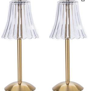 Cordless Table Lamps - Pack2 Gold Flower Lamp