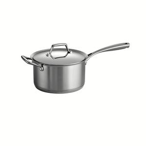 Tramontina 80101/026DS Gourmet Prima Stainless Steel, Induction-Ready, Impact Bonded, Tri-Ply Base Covered Sauce Pan, 4 Quart, Made in Brazil