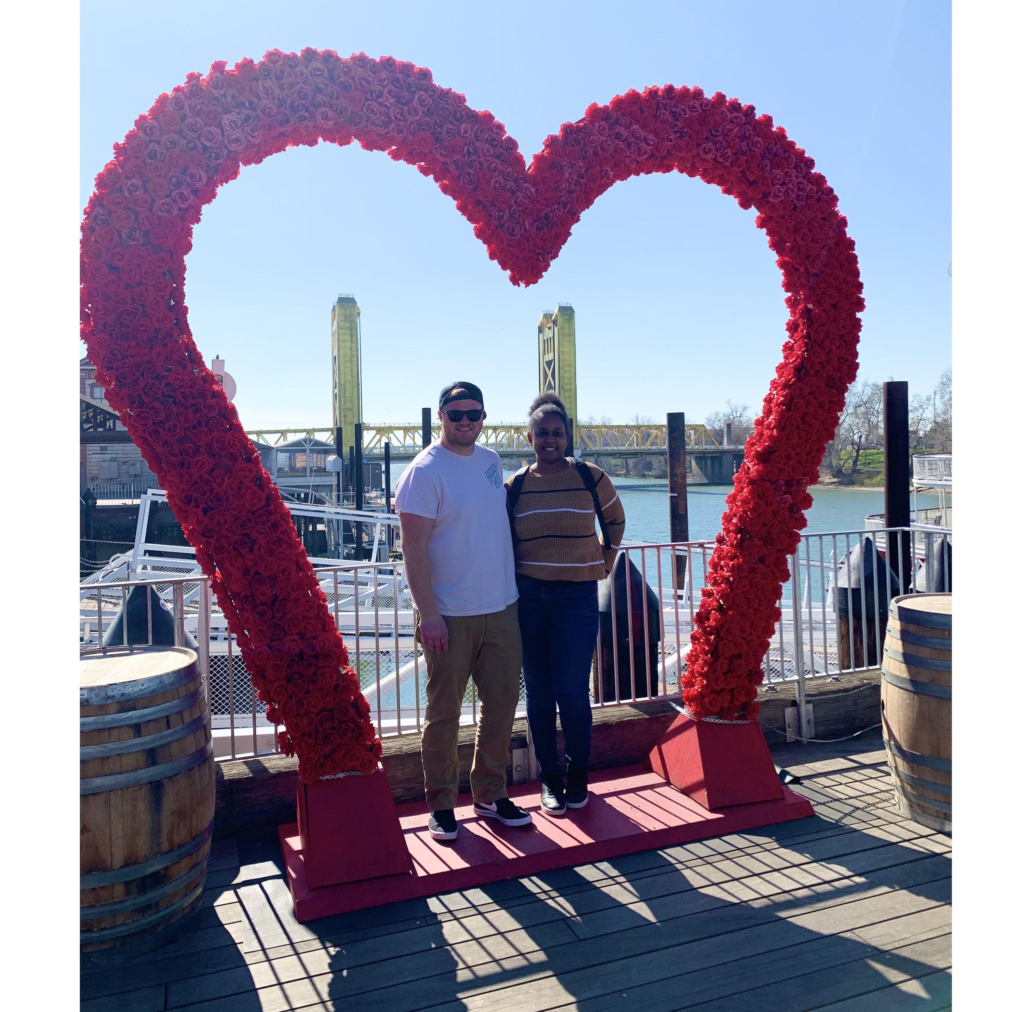 Our first Valentine's Day, exploring city displays in downtown Sacramento.