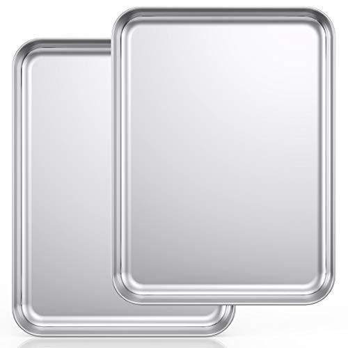 Baking Sheet Set of 2, Wildone Stainless Steel Baking Tray Cookie Pan, Size 20 x 14 x 1 Inch, Non Toxic & Heavy Duty & Easy Clean