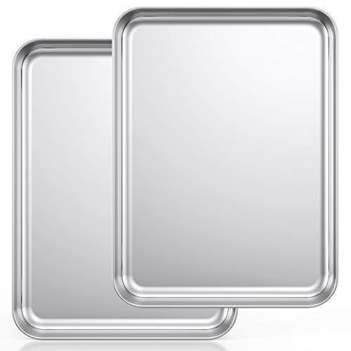 wildone Wildone Baking Sheet Set of 2 - Stainless Steel Cookie Sheet Baking  Pan, Size 16 x 12 x 1 inch, Non Toxic & Heavy Duty & Mirror