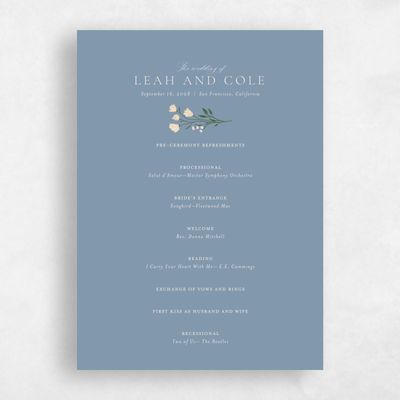 Storm Blue Wedding Program - Melody