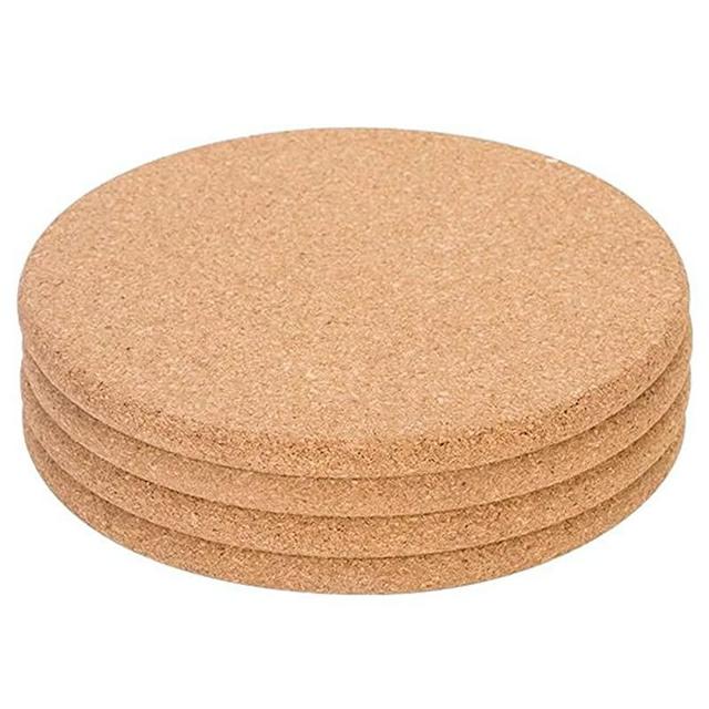 Cork Trivet, 4 Pack High Density Thick Cork Coaster Set for Hot Dishes, 8 Inch Heat Resistant Multifunctional Cork Board, Hot Pads for Table & Countertop