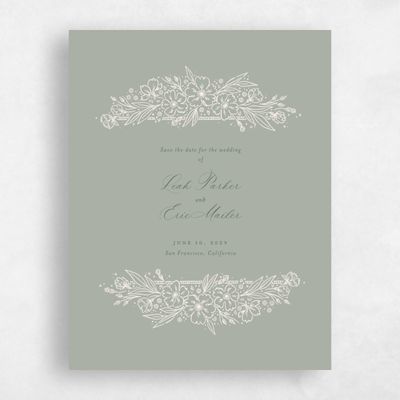 Pale Sage, Green Wedding Save the Date - Yolande Portrait