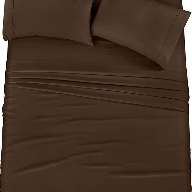 Utopia Bedding King Bed Sheets Set - 4 Piece Bedding - Brushed Microfiber - Shrinkage and Fade Resistant - Easy Care (King, Brown)