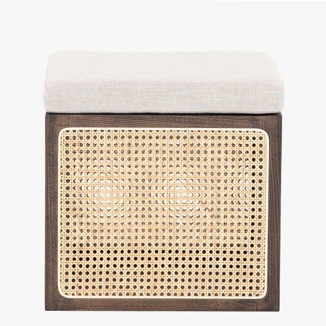 Tyrone Cane Ottoman, Vintage Sienna