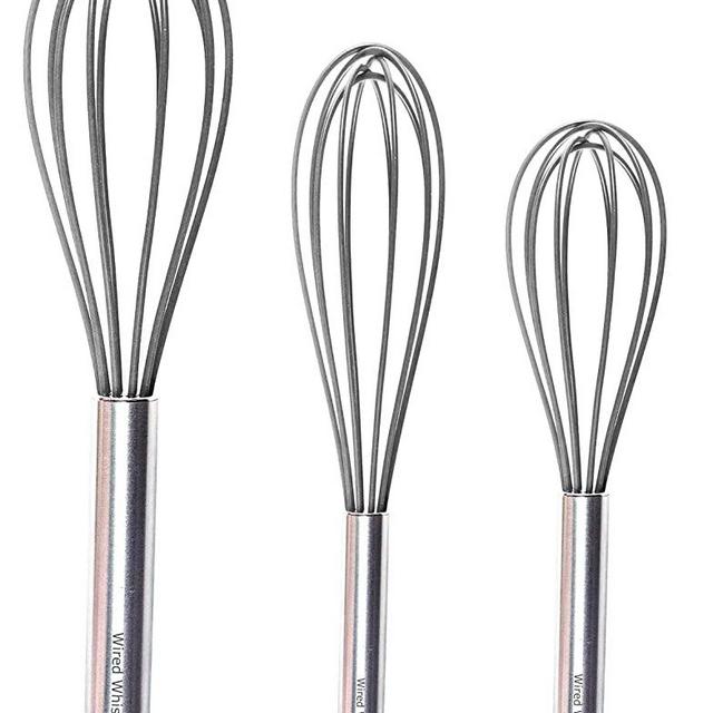 Webake 8 inch and 10 inch balloon nonstick egg beater silicone whisk with  stainless steel handle,Set of 4