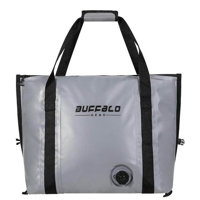 Buffalo Gear Insulated Fish Cooler - 27.5QT 58QT Waterproof Flat Bottom Bag, Leakproof and Fishing Kill Bag