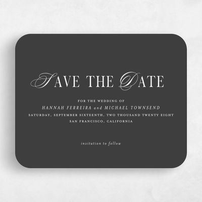 Dark Charcoal, Black Wedding Save the Date - Jalen Landscape