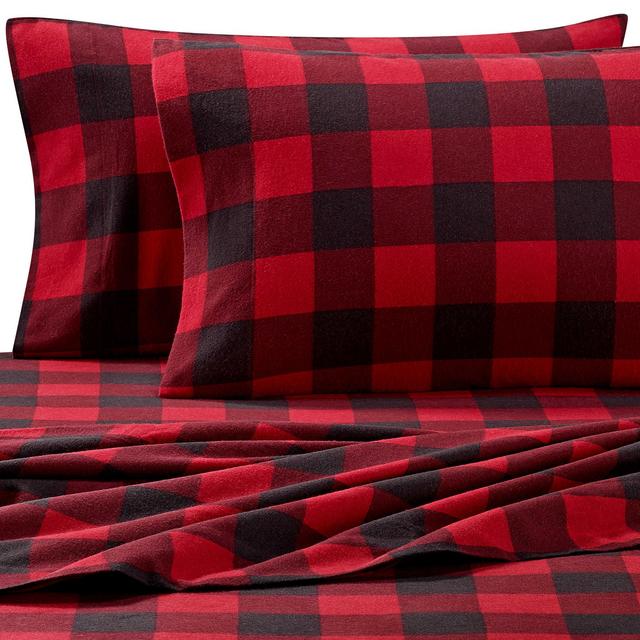 The Seasons Collection® Heavyweight Flannel Buffalo Plaid King Sheet Set in Red