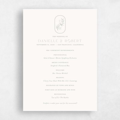 Green Simple Wedding Program - Copan