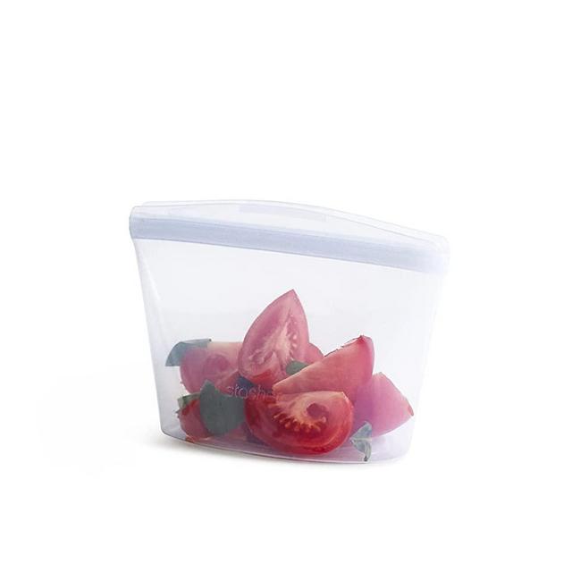 Stasher Silicone Reusable Storage Bag, 2 Cup Bowl (Clear) | Food Meal Prep Storage Container | Lunch, Travel, Makeup, Gym Bag | Freezer, Oven, Microwave, Dishwasher Safe, Leakproof