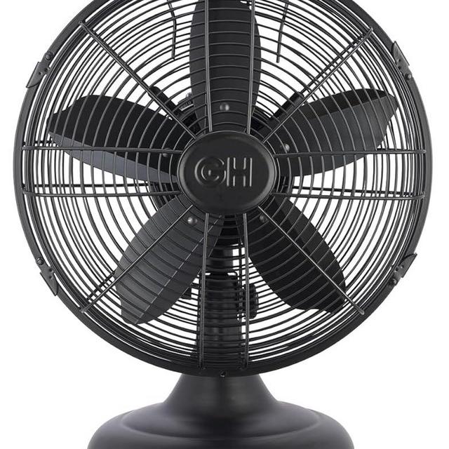 Good Housekeeping All-Metal 12" Retro Table Fan, Matte Black