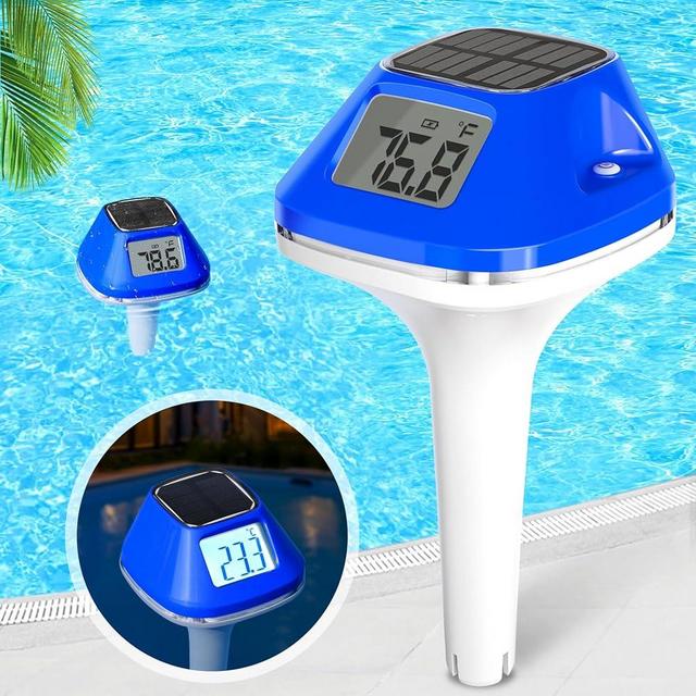 Pircaath 2025 Next-Gen Solar Pool Thermometer Floating Easy Read, Digital Pool Thermometer with Extra-Large Backlit LCD Screen & Rope, IP68 Waterproof Pools Water Temperature Gauge for Hot Tub, Spa