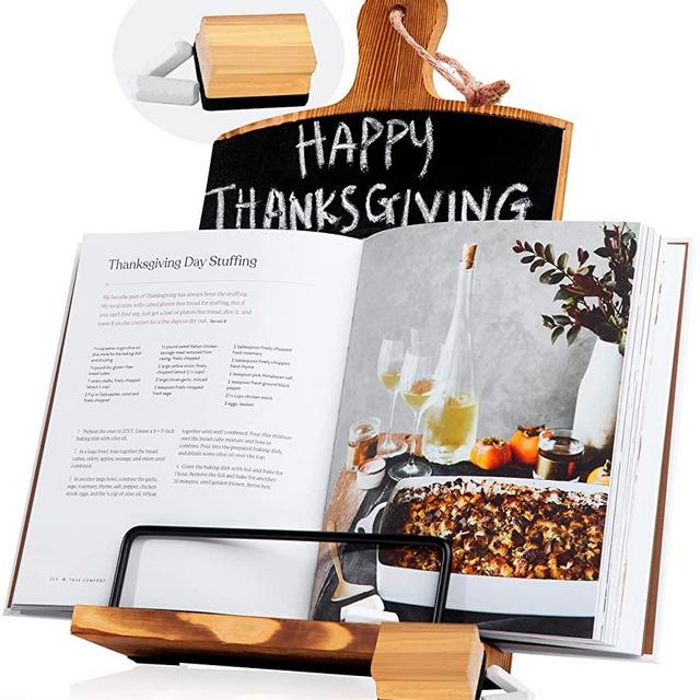 Willow & Croft Cook Book Stand Chalkboard, Chalk and Eraser. Farmhouse Cutting Board Stand Cookbook Holder, Recipe Book Holder. Distressed Cookbook Stand for Kitchen Counter. Home Decor Farmhouse.