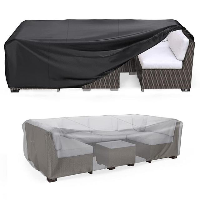 Mrrihand Patio Furniture Set Cover Waterproof, Outdoor Sectional Sofa Set Cover Heavy Duty 600D Table and Chair Set Cover 89.7" L× 62.2" W× 28.3" H