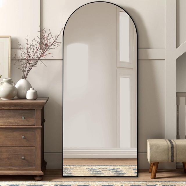 Oversize Solid Wood Arch-Top Full-Length Floor Mirror
