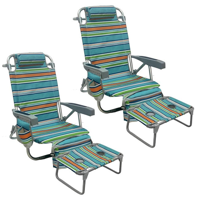 WKFAMOUT Backpack Beach Chair Aluminum 2 Pack with Folding Camping Table 5-Position Lay Flat Lounge Chair Outdoor for Adults with Insulated Cooler Bag and Cup Holder