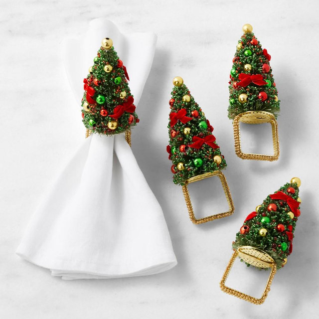Kim Seybert x Williams Sonoma Figural Tree Napkin Rings, Set of 4 