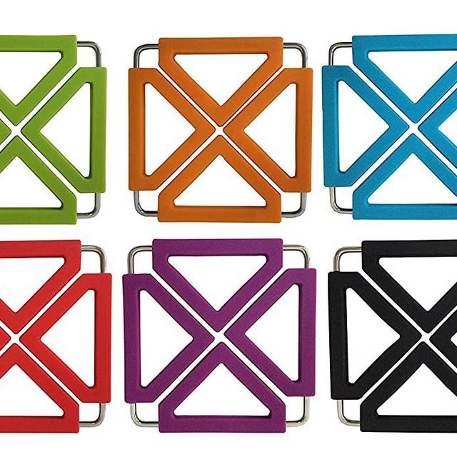 Tenta Kitchen Silicone & Stainless Steel Hot Pot Holder, Trivet Mat for Home Kitchen Heat Resistant, Non-Stick/Non-Slip, Insulated, for Table Pad, Bowl Mats, Iron pot, Plate and Coasters