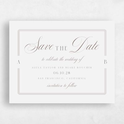 Taupe, Grey Wedding Save the Date - Felicity Type