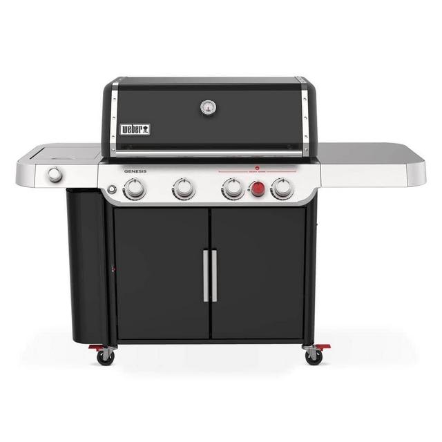 Genesis E-435 4-Burner Propane Gas Grill in Black with Side Burner