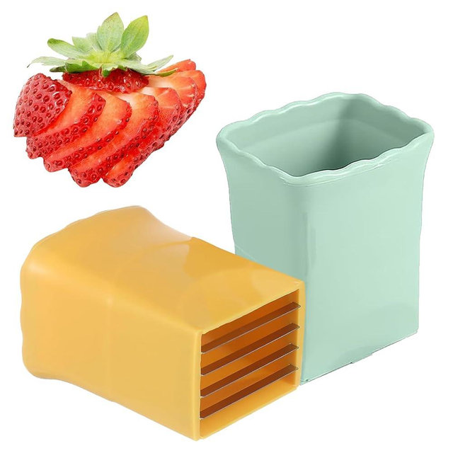 Strawberry Slicer - Cup Slicer - Cup Fruit Slicer - CEHNCEH® Cup Slicer Handheld - 2024 New Mini Fruit Slicer Cup - Stainless Steel Strawberry Slicer (2pcs)