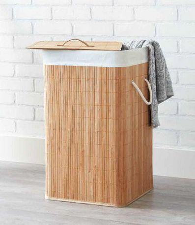 MAINSTAYS Square Bamboo Laundry Hamper