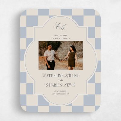 Blue Rounded Wedding Save the Date - Sarlat Photo