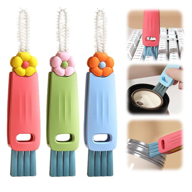3 in 1 Cup Lid Cleaning Brush, Multifunctional Crevice Portable Cup Lid Cleaning Brush for Bottle Gap Tight Spaces Cup, Crevice Clean Brush for All Type Bottle (3PCS)
