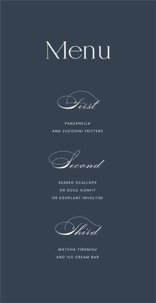 Dulce | Grayed Navy | Zola Wedding Menus